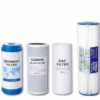 4-piece water filter replacement kit including Sediment, Carbon Block, GAC, and String filters.